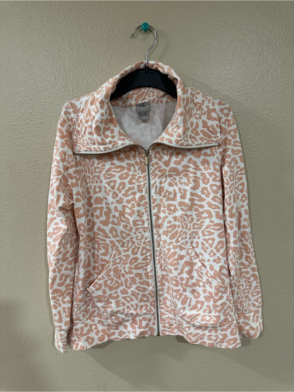 Chico's Zenergy Leopard Print 2pc Tracksuit Full Zip Jacket & Pants Size 0P